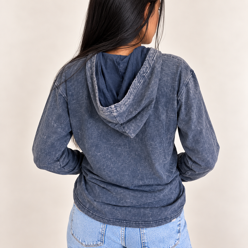 Größe S Stone-Washed Kapuzen-Sweatshirt mit Kängurutasche - Verwaschenes Lavendel