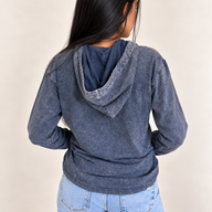Größe S Stone-Washed Kapuzen-Sweatshirt mit Kängurutasche - Verwaschenes Lavendel
