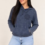 Größe S Stone-Washed Kapuzen-Sweatshirt mit Kängurutasche - Verwaschenes Lavendel