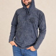Größe S Stone-Washed Kapuzen-Sweatshirt mit Kängurutasche - Verwaschenes Lavendel