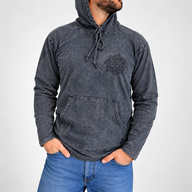 Größe S Stone-Washed Kapuzen-Sweatshirt mit Kängurutasche - Verwaschenes Lavendel