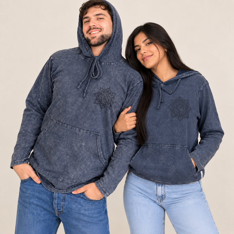 Größe S Stone-Washed Kapuzen-Sweatshirt mit Kängurutasche - Verwaschenes Lavendel