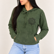 Kleines Stone-Washed Hoodie-Shirt mit Kängurutasche - Vintage-Türkis