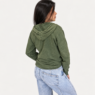 Kleines Stone-Washed Hoodie-Shirt mit Kängurutasche - Vintage-Türkis