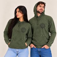 Kleines Stone-Washed Hoodie-Shirt mit Kängurutasche - Vintage-Türkis