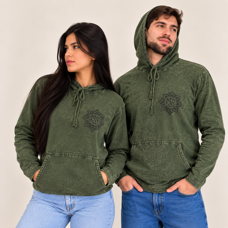 Kleines Stone-Washed Hoodie-Shirt mit Kängurutasche - Vintage-Türkis