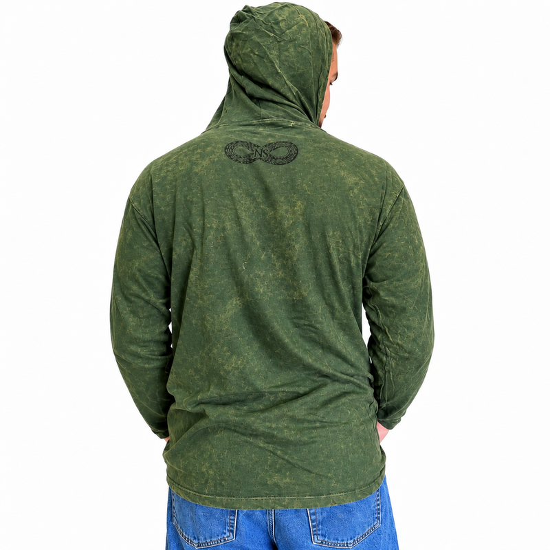 Kleines Stone-Washed Hoodie-Shirt mit Kängurutasche - Vintage-Türkis
