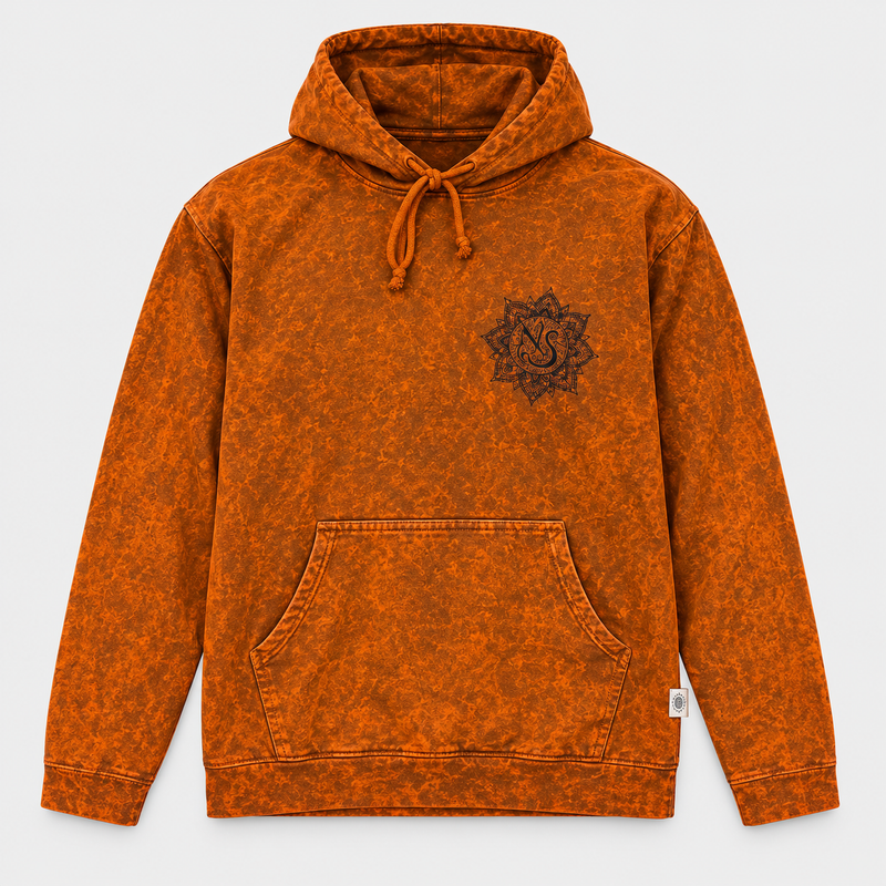 Kleines Stone-Washed Hoodie-Shirt mit Känguratasche - Verbranntes Orange