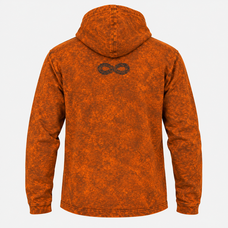 Kleines Stone-Washed Hoodie-Shirt mit Känguratasche - Verbranntes Orange