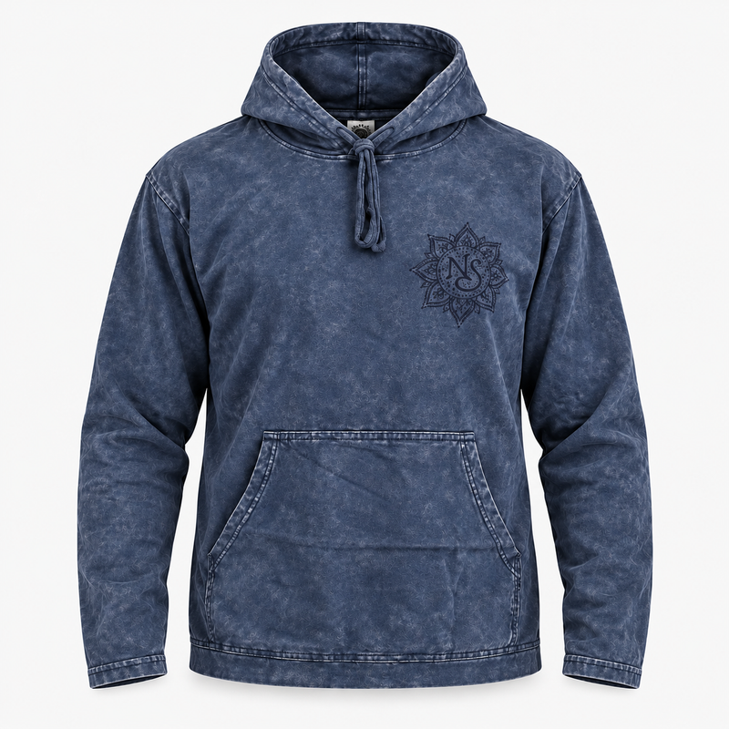 Größe S Stone-Washed Kapuzen-Sweatshirt mit Kängurutasche - Verwaschenes Lavendel