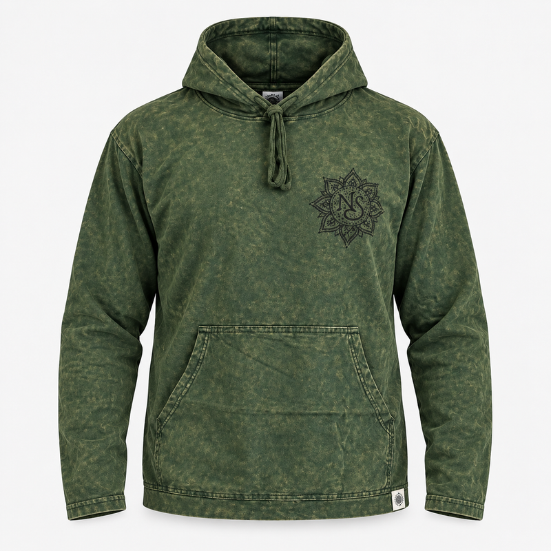 Kleines Stone-Washed Hoodie-Shirt mit Kängurutasche - Vintage-Türkis