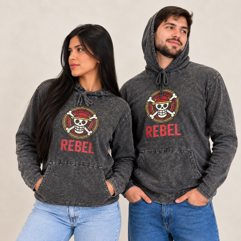 Kleines stonewashed Hoodie-Shirt mit Känguru-Tasche - Grau REBEL
