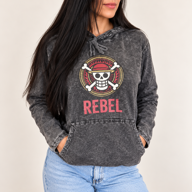 Kleines stonewashed Hoodie-Shirt mit Känguru-Tasche - Grau REBEL