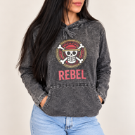 Kleines stonewashed Hoodie-Shirt mit Känguru-Tasche - Grau REBEL