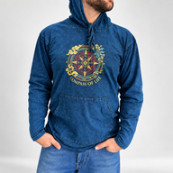 Kleines Steinwasch-Hoodie-Shirt mit Kängurutasche – Blauer Lebenskompass