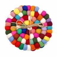 Filzkugel-Untersetzer rund - 10 cm bunt (4er-Set)