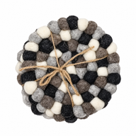 Filzkugel-Untersetzer rund - 10 cm Multi-Grau (4er-Set)