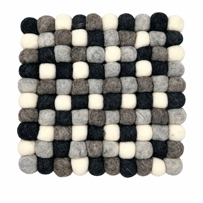 Filzkugel-Platzset quadratisch - 20 cm, mehrfarbig grau