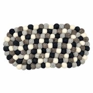 Filzkugel-Tischset oval - 38x18cm Mehrfarbig Grau