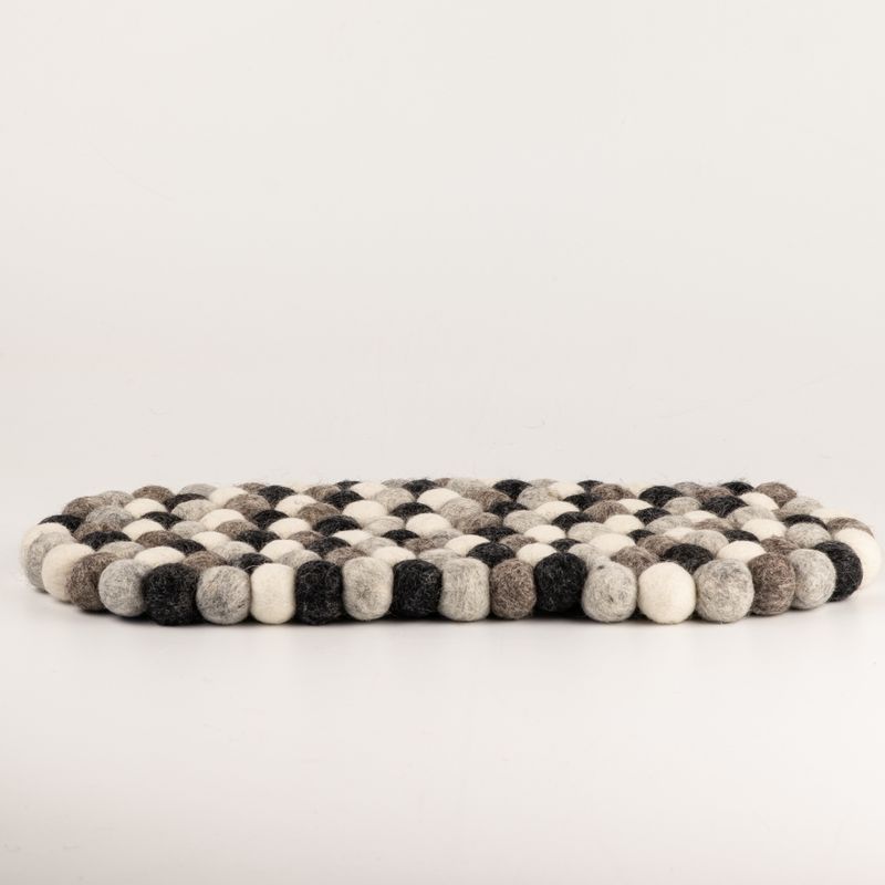 Filzkugel-Tischset oval - 38x18cm Mehrfarbig Grau