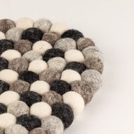 Filzkugel-Tischset oval - 38x18cm Mehrfarbig Grau