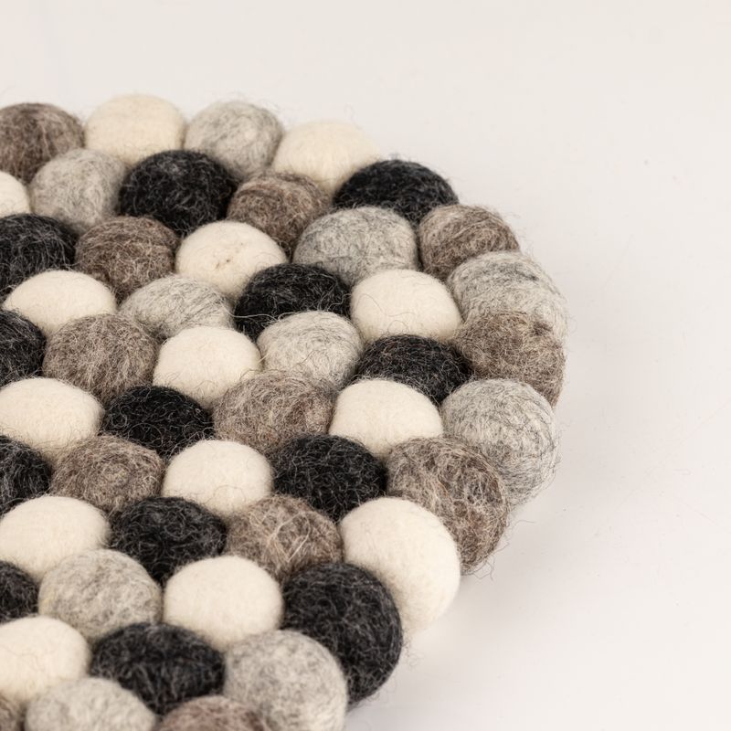 Filzkugel-Tischset oval - 38x18cm Mehrfarbig Grau