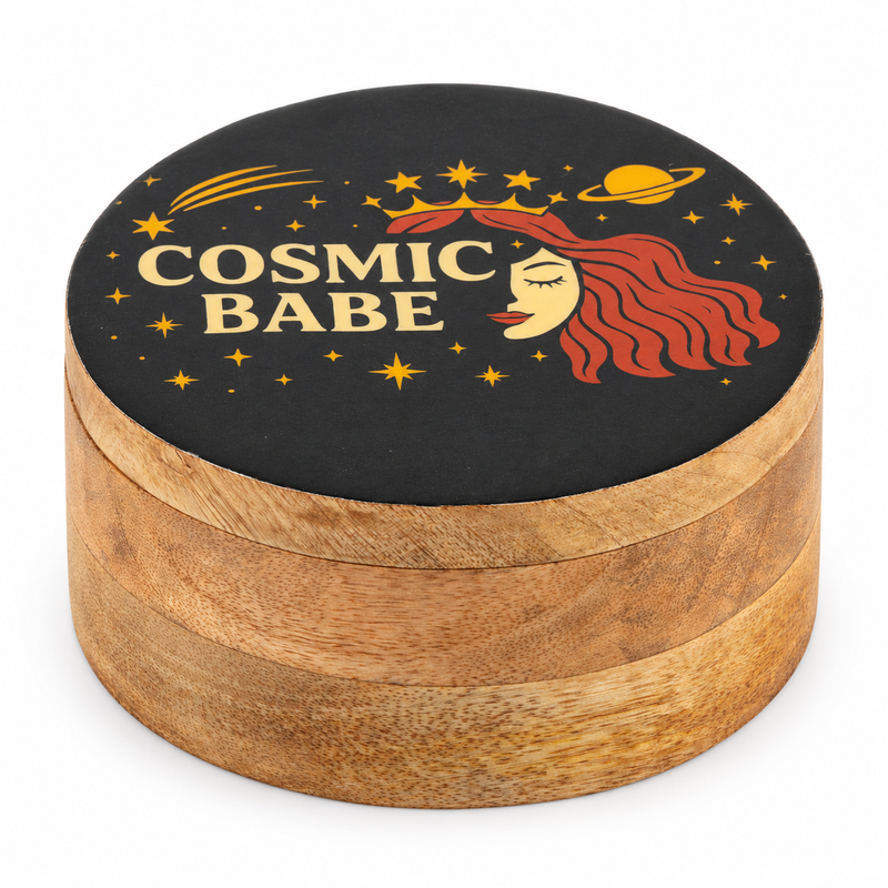 Runde emaillierte Dose – Cosmic Babe