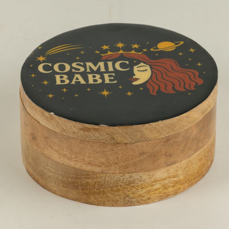 Runde emaillierte Dose – Cosmic Babe