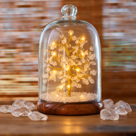 Edelstein-Garten unter der Glaskuppel – Bergkristall & LED-Lichter – 200 Splittersteine