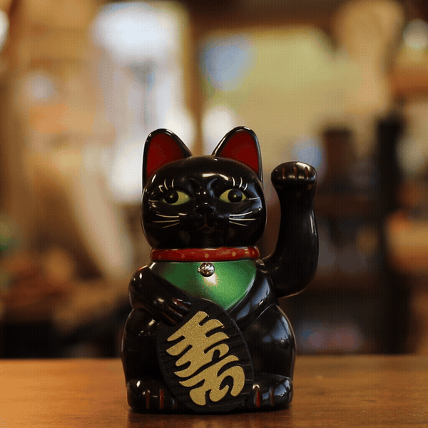 Schwarze Glückskatze – 15 cm