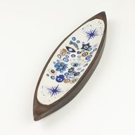 Räucherschale aus Emaille – Mangoholz – Evil Eye