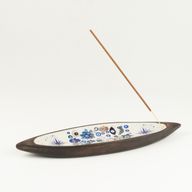 Räucherschale aus Emaille – Mangoholz – Evil Eye