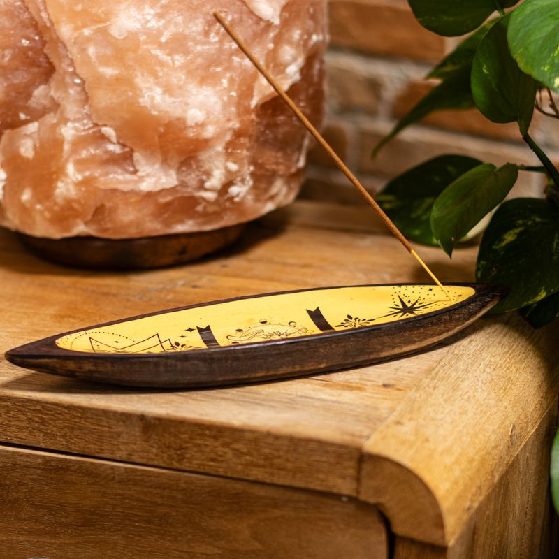 Emaillierte Räucherschale – Mangoholz – Hand & Sonne (natur)
