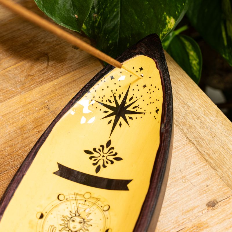 Emaillierte Räucherschale – Mangoholz – Hand & Sonne (natur)