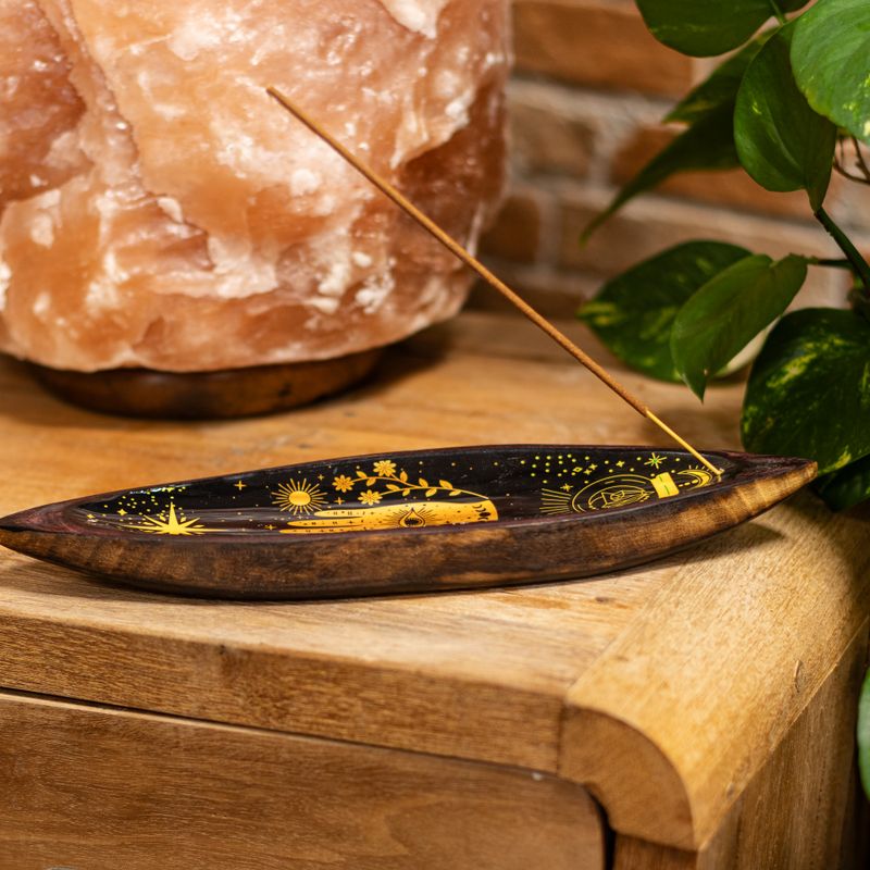 Emaillierte Räucherschale – Mangoholz – Hamsa