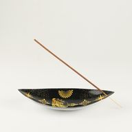 Emaillierte Räucherschale – Aluminium – Buddha, Gold & Schwarz