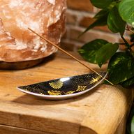 Emaillierte Räucherschale – Aluminium – Buddha, Gold & Schwarz