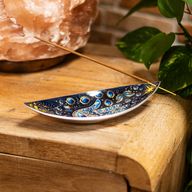 Emaillierte Räucherschale – Aluminium – Blaues Hamsa