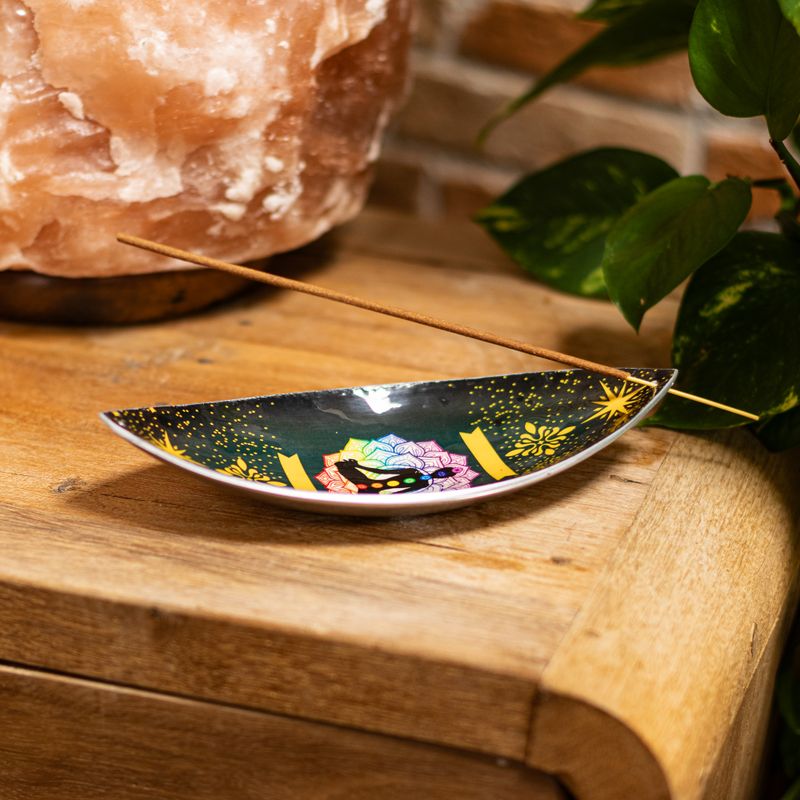 Emaillierte Räucherschale – Aluminium – Lotus Buddha Chakra