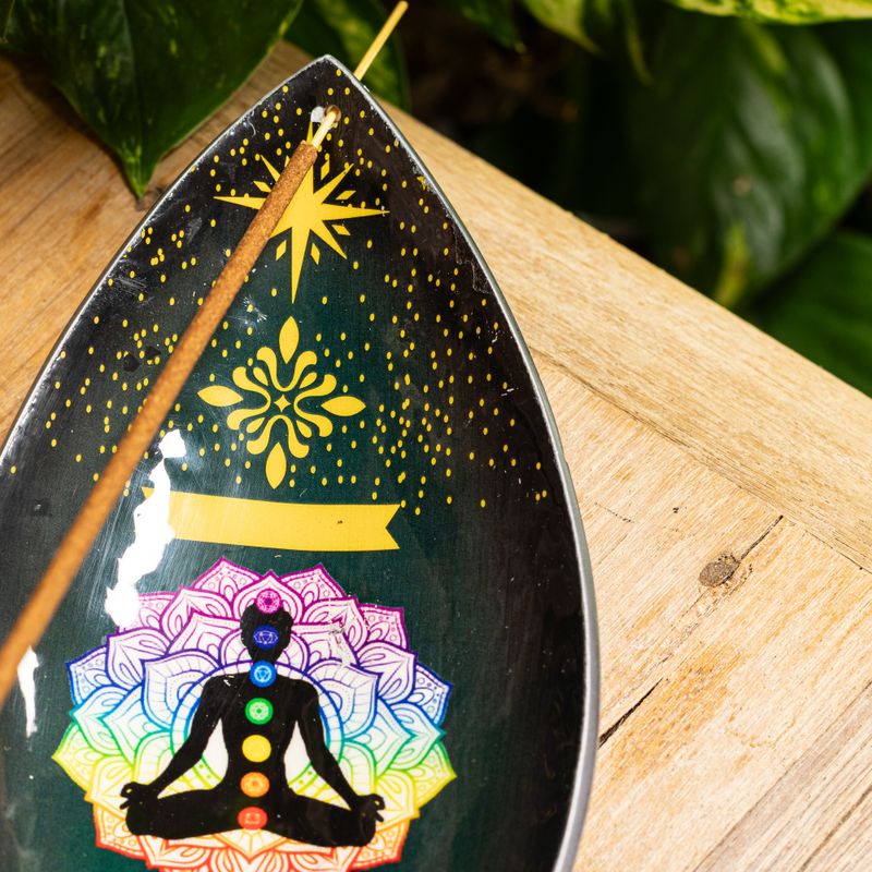 Emaillierte Räucherschale – Aluminium – Lotus Buddha Chakra