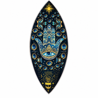 Emaillierte Räucherschale – Aluminium – Blaues Hamsa