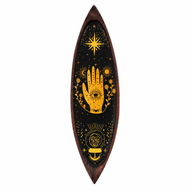 Emaillierte Räucherschale – Mangoholz – Hamsa