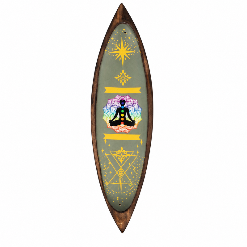 Emaillierte Räucherschale – Mangoholz – Chakra