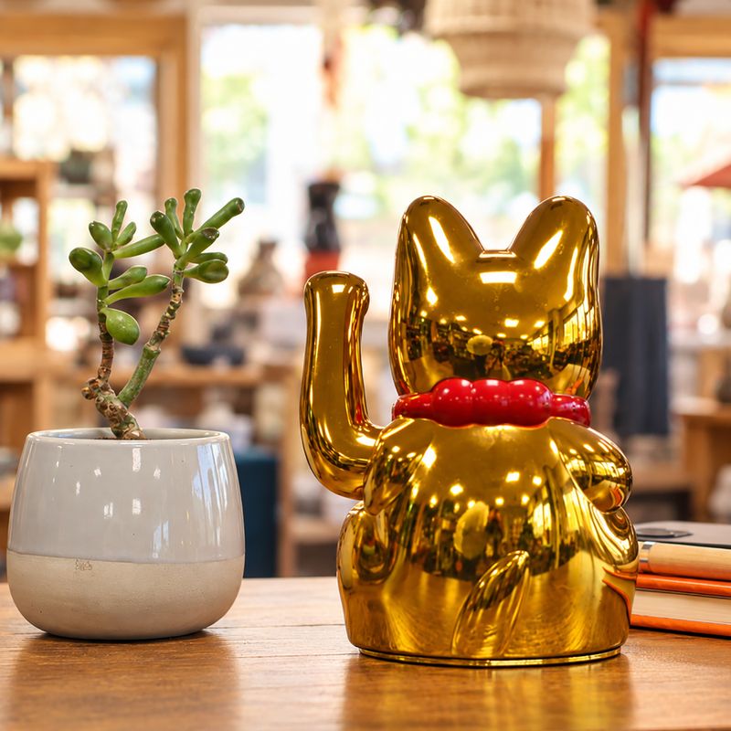 Sehr goldene Glückskatze (Maneki-neko) – 15 cm