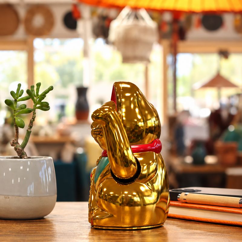 Sehr goldene Glückskatze (Maneki-neko) – 15 cm