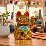 Sehr goldene Glückskatze (Maneki-neko) – 15 cm