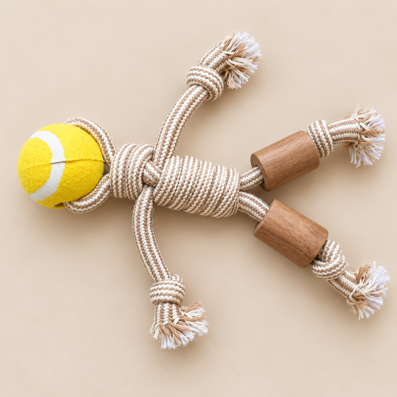 PAW Spielzeug – Kauspielzeug aus Kaffeebaumholz – Rope Ranger – Ball