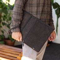 Stonewashed Laptoptasche (groß) – Anthrazitgrau