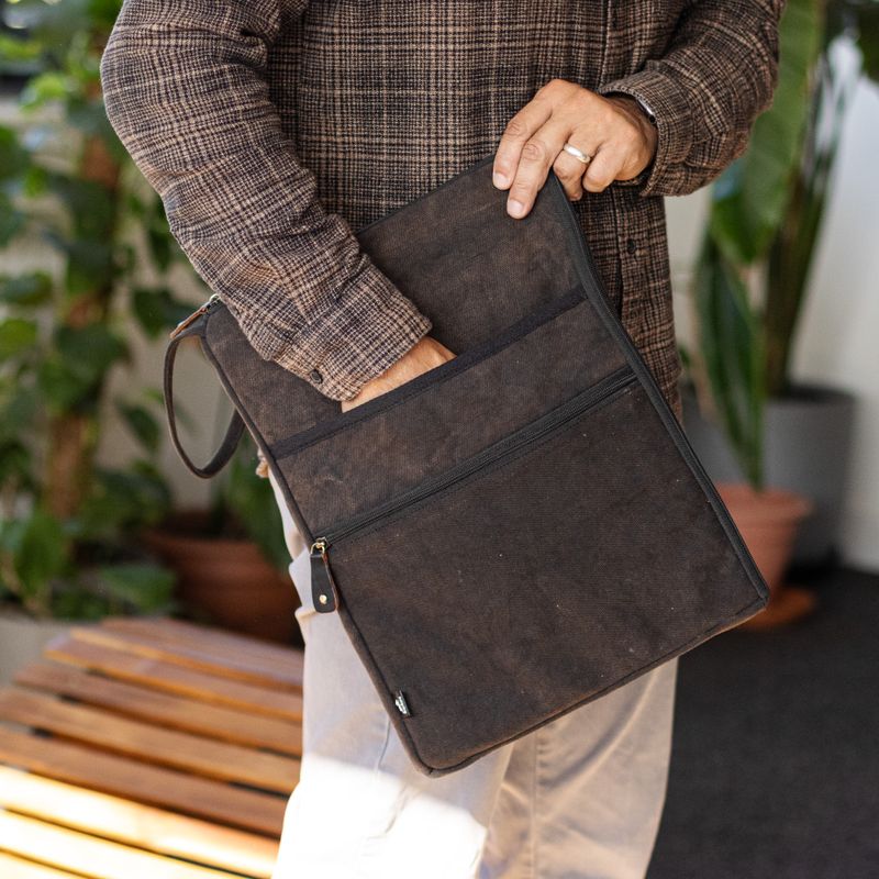 Stonewashed Laptoptasche (groß) – Anthrazitgrau
