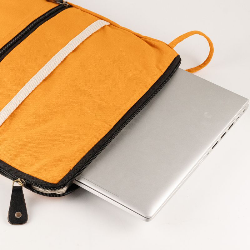 Große Laptop-Tasche aus Canvas – Orange